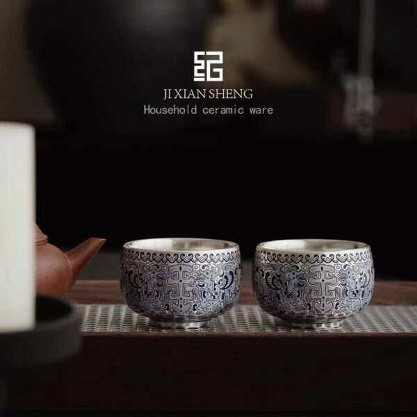 Six-piece Gift Set of Dragon Pattern Cup and Auspicious Tea Cup, 6-pack, F051