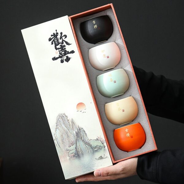 Company annual meeting gift to customers elders anniversary Mid-Autumn Festival souvenir tea cup gift box set practical customization