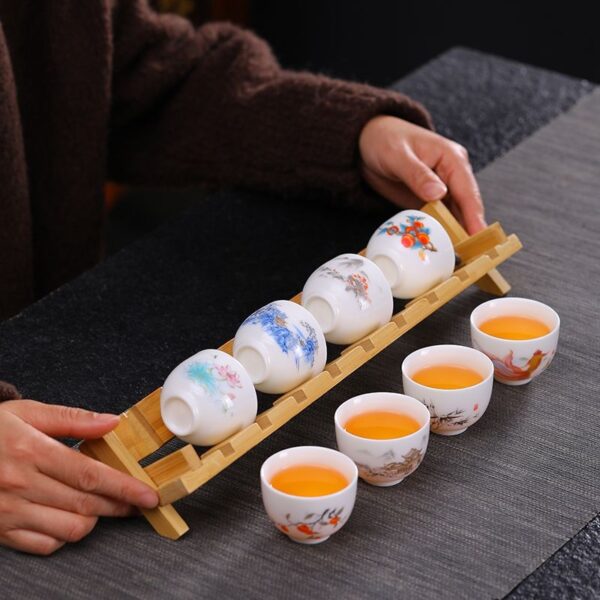 White jade porcelain kung fu tea cup for home office living room reception tea drinking cup ceramic tea set cup set