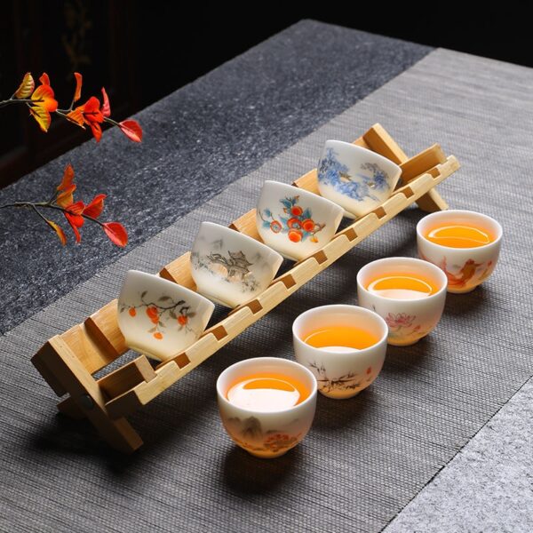 White jade porcelain kung fu tea cup for home office living room reception tea drinking cup ceramic tea set cup set