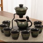 High-end ceramic automatic tea set home living room tea brewing set Kung Fu tea cup magnetic teapot lazy tea brewing artifact