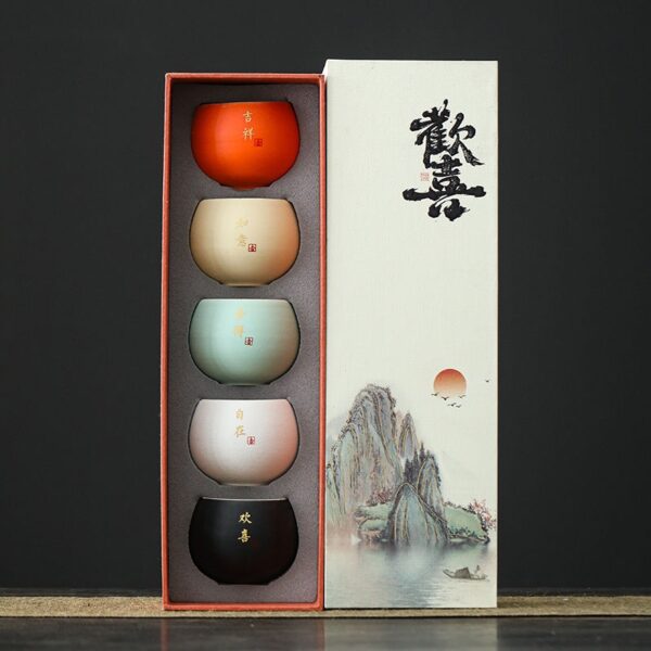 Company annual meeting gift to customers elders anniversary Mid-Autumn Festival souvenir tea cup gift box set practical customization