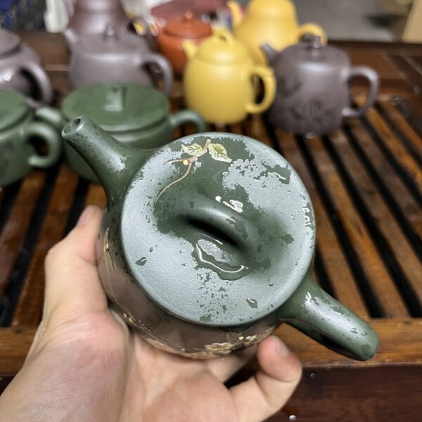 Green High Shipiao Teapot – Hand-Painted Floral | Original Ore | High-End Chinese Teaware