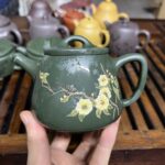 Green High Shipiao Teapot – Hand-Painted Floral | Original Ore | High-End Chinese Teaware
