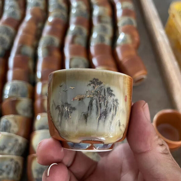 Clear water firewood glaze tea cup single kiln-changed ceramic tea cup Chinese retro host cup Kung Fu tea set single cup