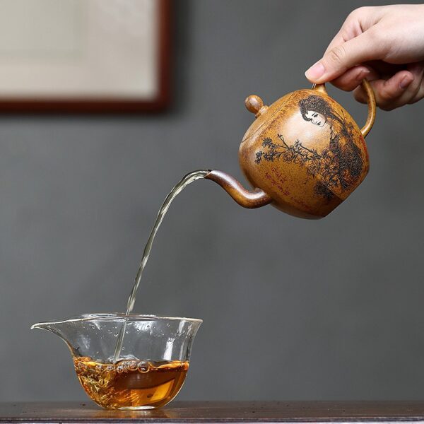 Yixing purple clay teapot original ore high temperature section mud wood burning poppy teapot household kung fu tea set secret text