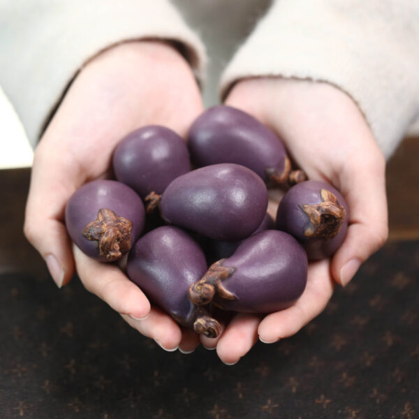Yixing purple sand eggplant tea pet handmade bionic plants vegetables fruits purple qi eastward tea set ornaments sculpture