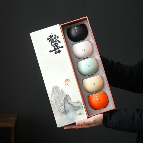 Company annual meeting gift to customers elders anniversary Mid-Autumn Festival souvenir tea cup gift box set practical customization