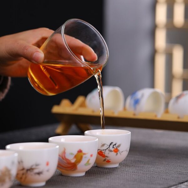 White jade porcelain kung fu tea cup for home office living room reception tea drinking cup ceramic tea set cup set