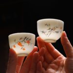 White jade porcelain kung fu tea cup for home office living room reception tea drinking cup ceramic tea set cup set