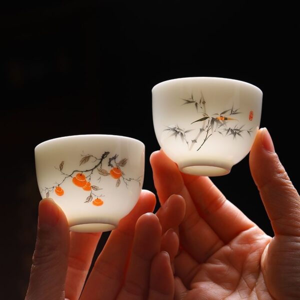 White jade porcelain kung fu tea cup for home office living room reception tea drinking cup ceramic tea set cup set