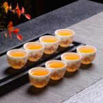 White jade porcelain kung fu tea cup for home office living room reception tea drinking cup ceramic tea set cup set