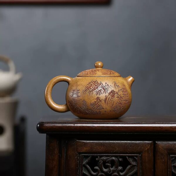 Yixing Purple Clay Teapot – Handcrafted Landscape Design
