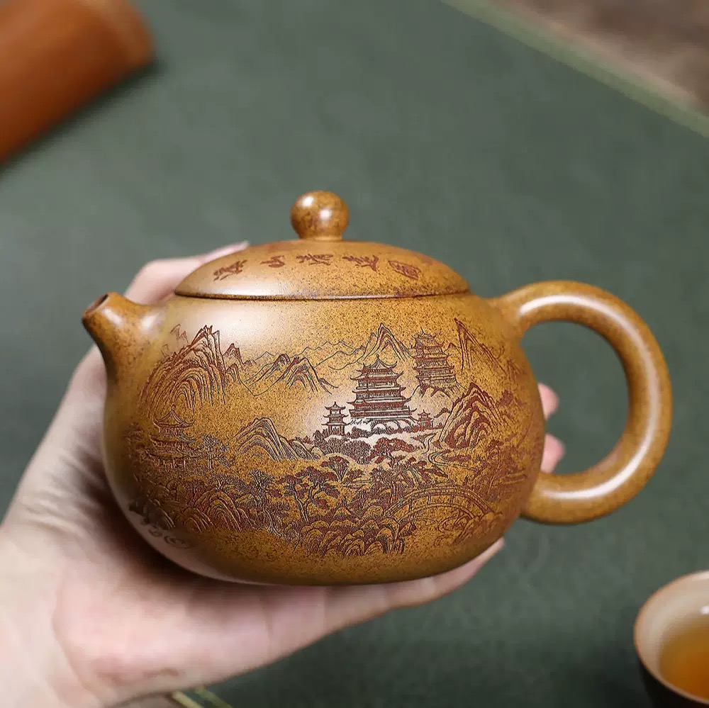 Yixing Purple Clay Teapot – Handcrafted Landscape Design