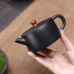 Hand-Carved Yixing Yellow Clay Teapot – Engraved Pattern, 7 oz
