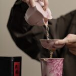 Peony Elegance" Ru Ware Ceramic Tea Strainer Set - Pink Floral Infuser with Drip Base