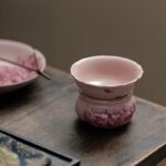 Peony Elegance" Ru Ware Ceramic Tea Strainer Set - Pink Floral Infuser with Drip Base