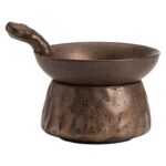 Zen "Ancient Fire" Handmade Ceramic Tea Strainer - Wabi-Sabi Style Iron Glaze Tea Infuser with Base