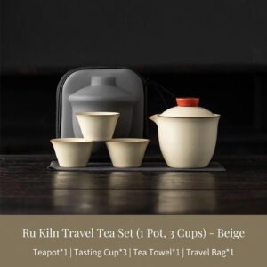 Elegant Ru Kiln Portable Tea Set – Complete 3-Cup Brewing Kit