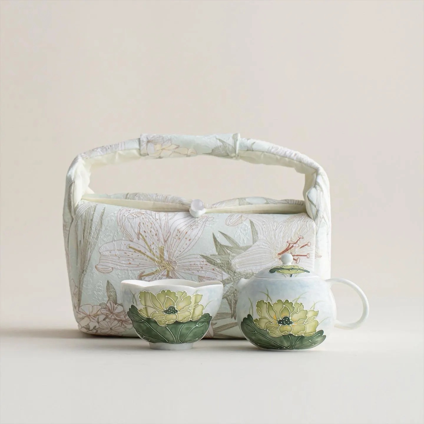 Purity and Grace: Green Lotus Ceramic Teaware Series