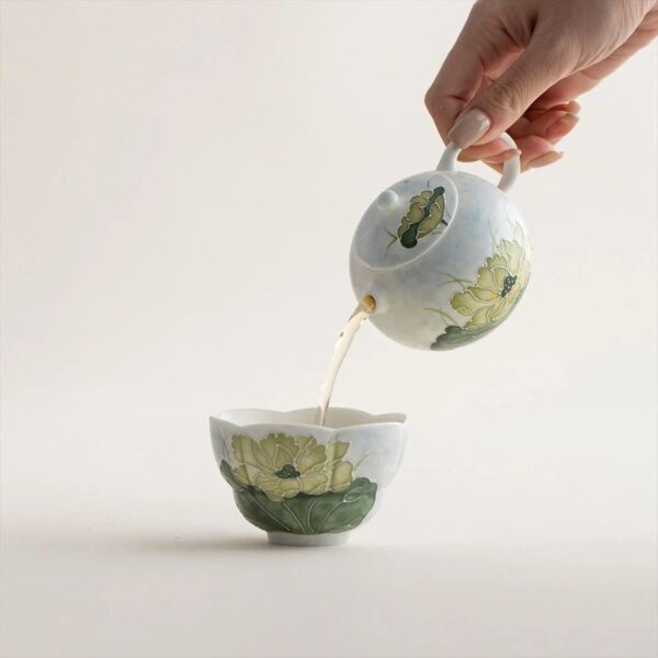 Purity and Grace: Green Lotus Ceramic Teaware Series