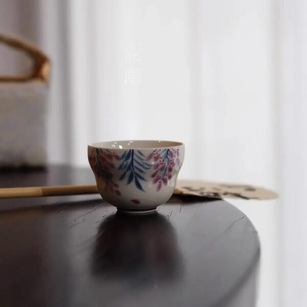 Wisteria Porcelain Tea Set with Hydrangea Tray, Complete Kung Fu Teapot and 2 Cups Travel Set with Brocade Bag, Elegant Tea Gift Set