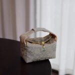 Wisteria Porcelain Tea Set with Hydrangea Tray, Complete Kung Fu Teapot and 2 Cups Travel Set with Brocade Bag, Elegant Tea Gift Set