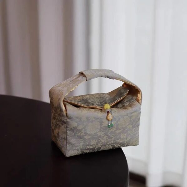 Wisteria Porcelain Tea Set with Hydrangea Tray, Complete Kung Fu Teapot and 2 Cups Travel Set with Brocade Bag, Elegant Tea Gift Set