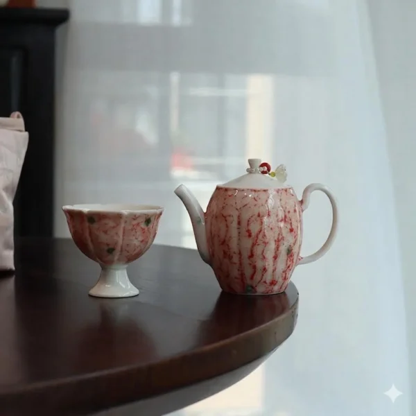 Complete Chinese Porcelain Gongfu Tea Set with Travel Case - 1 Teapot, 2 High-Footed Cups, Glass Bei, Dry Brew Tray, & Wrapped Tea Towel